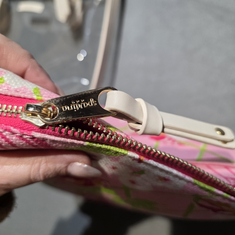 Spartina 449 Pink & White Floral Birdcage Tote EXCELLENT Cond L:13 H:10 - Picture 10 of 13